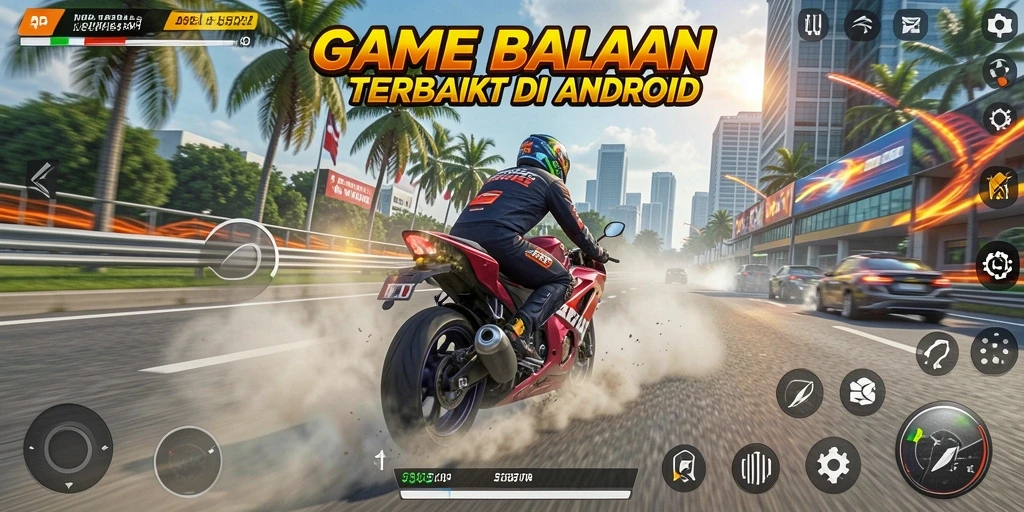 Tangkapan layar menampilkan balapan motor yang seru dan mendebarkan.