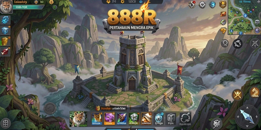 Gameplay seru dalam 888R Tower Defense.