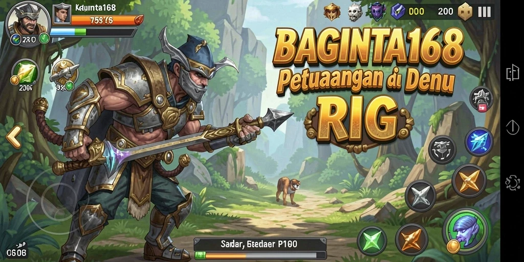 Screenshot gameplay BAGINTA168 menampilkan pertarungan seru di dunia RPG.