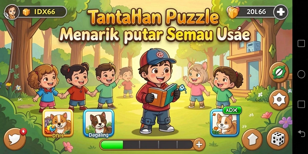 Tampilan gameplay IDX66 dengan beragam puzzle menantang yang menarik.