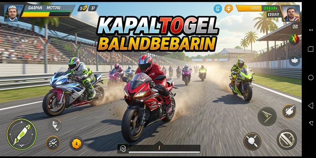 Gameplay KAPALTOGEL menampilkan balapan motor yang seru dan menegangkan.
