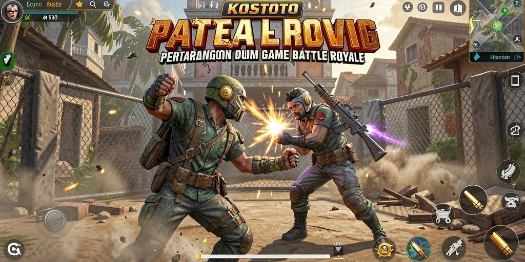 Tampilan gameplay KOSTOTO yang mendebarkan dalam pertempuran Battle Royale.