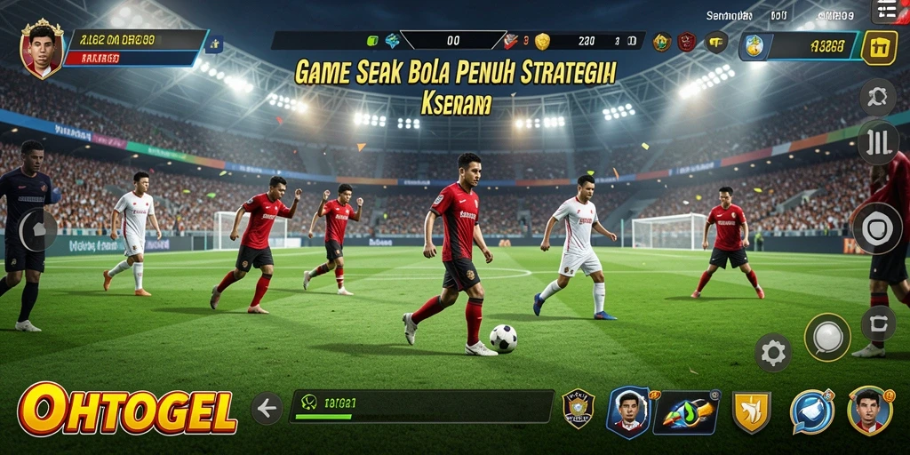 Tangkapan layar menampilkan aksi seru di lapangan sepak bola OHTOGEL.