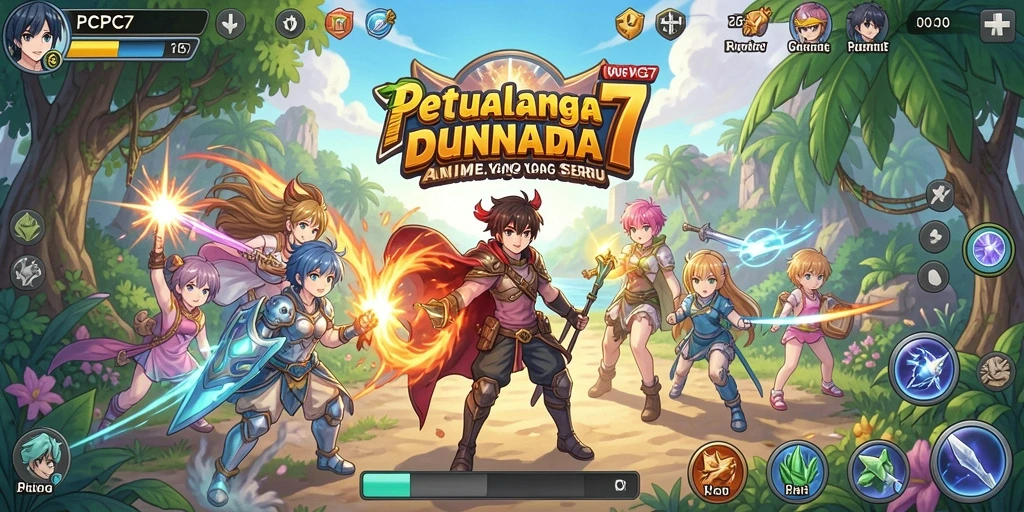 Screenshot PCPC7 menunjukkan karakter anime dalam pertarungan seru.