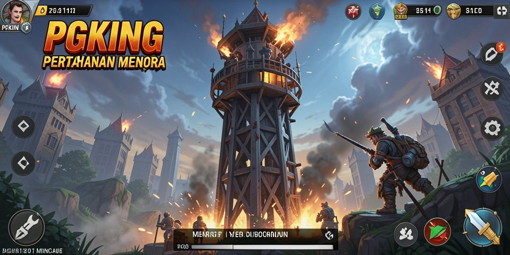 Tampilan gameplay PGKING yang penuh aksi dan strategi Tower Defense.