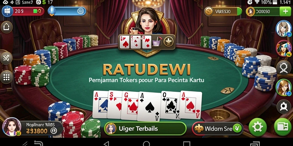 Tampilan gameplay seru dalam RATUDEWI dengan fitur poker yang menantang.