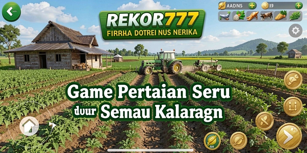 Tampilan gameplay REKOR777 dengan berbagai tanaman yang sedang tumbuh.
