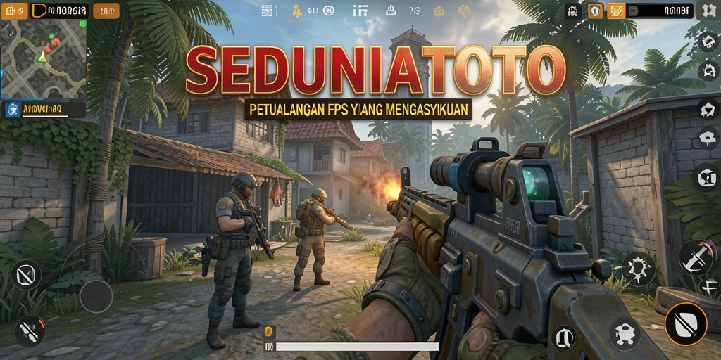 Tampilan gameplay penuh aksi dari SEDUNIATOTO, game FPS yang mengesankan.