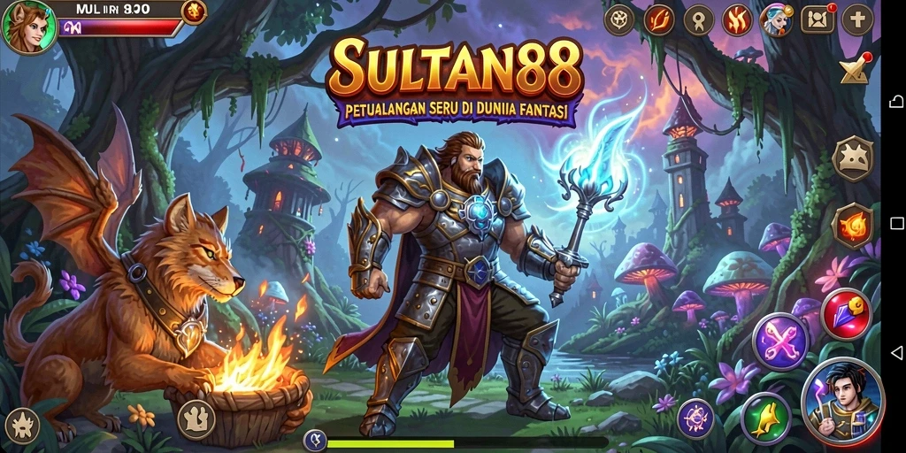 Tampilan permainan SULTAN88 dengan suasana petualangan yang epik.