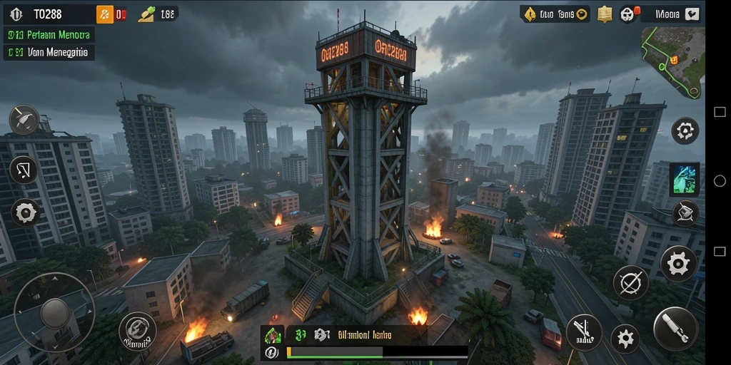 Tampilan gameplay menegangkan dalam TO288, pertahanan menara yang strategis.