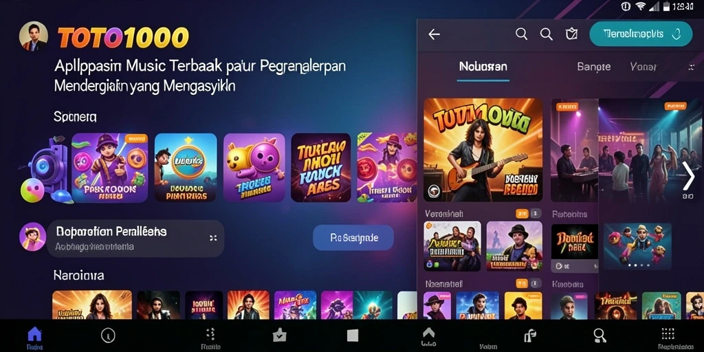 Tampilan gameplay utama TOTO1000 menampilkan antarmuka aplikasi musik yang menarik dan user-friendly.
