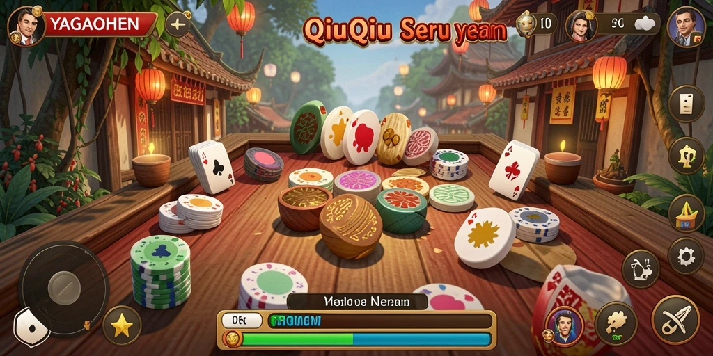 Tampilan gameplay seru dari YAGAOHEN dengan kartu QiuQiu.